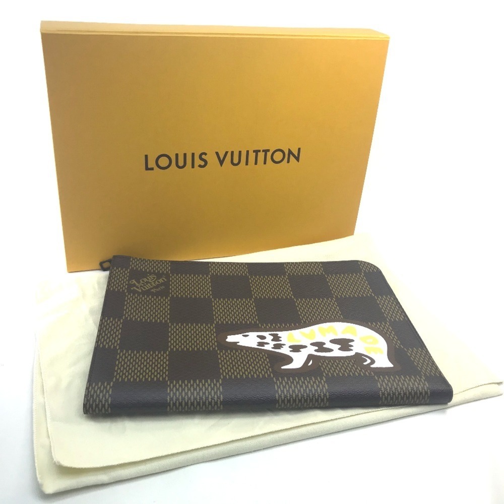 LOUIS VUITTON Authentic Brown Damier Canvas Pochette Clutch Bag